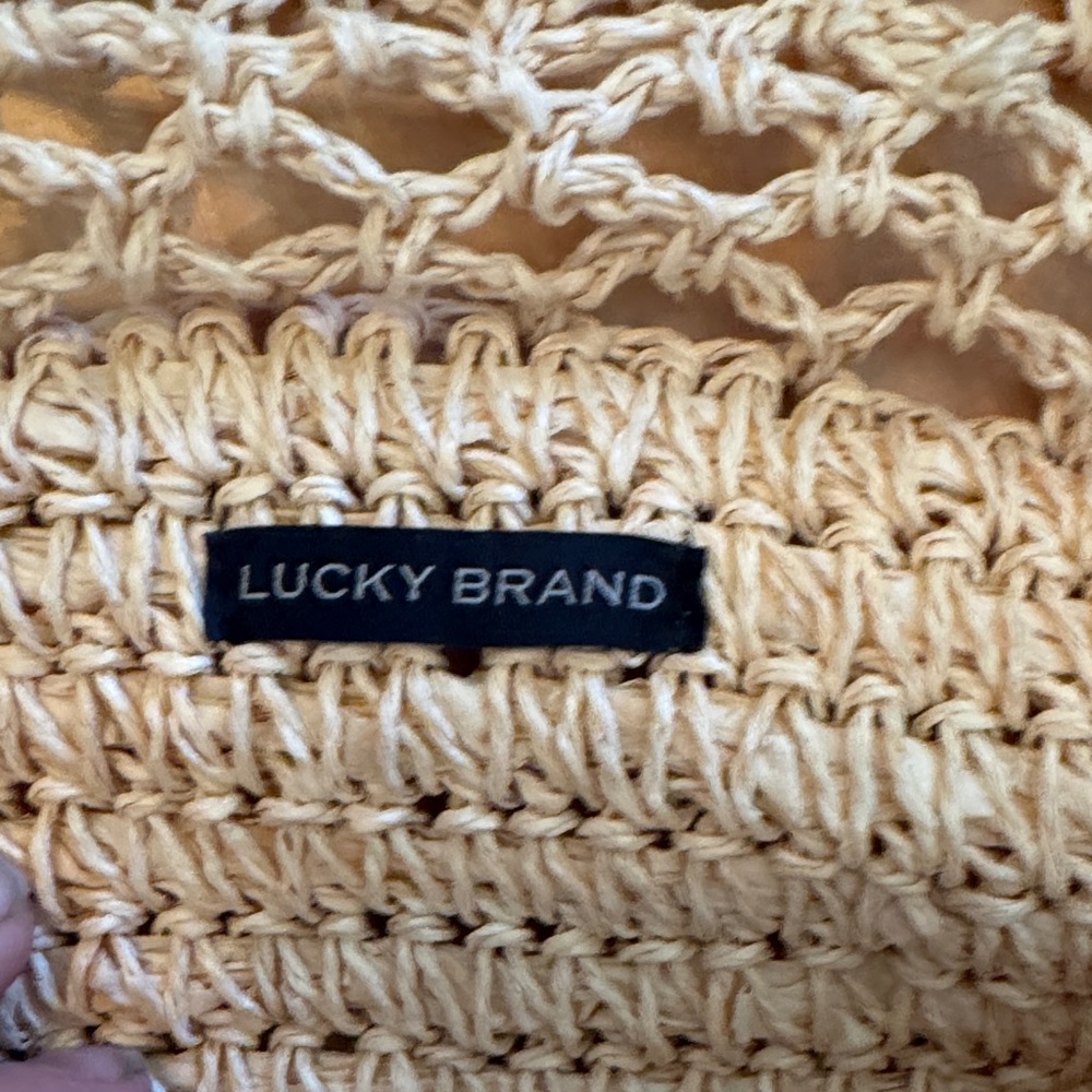 Lucky Brand Beige Crochet Tote Bag Cruise Beach Boho Nautical - Picture 2 of 6